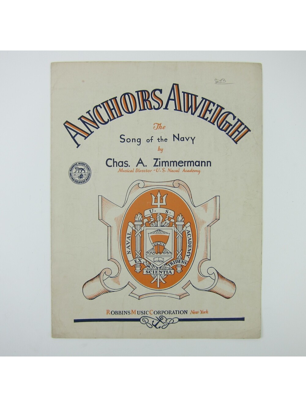 Sheet Music Anchors Aweigh Song Of The Navy Charles A Zimmermann Vintage 1930